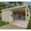 Bureau De Jardin En Bois Massif Avec Terrasse 18,6m² - Madriers 40mm Traités Et Teintés Marron Gardy Shelter -Nesling Magasin bureau de jardin en bois massif avec terrasse 186m madriers 40mm traites et teintes marron gardy shelter