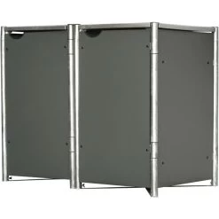 Cache-poubelle 2 Compartiments Müllbox En Aluminium Gris 2x240L – HIDE -Nesling Magasin cache poubelle 2 compartiments mullbox en aluminium gris 2x240l hide 2