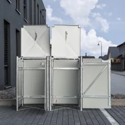 Cache-poubelle 2 Compartiments Müllbox En Aluminium Gris 2x240L – HIDE -Nesling Magasin cache poubelle 2 compartiments mullbox en aluminium gris 2x240l hide 4