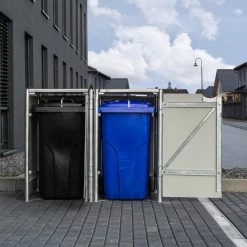 Cache-poubelle 2 Compartiments Müllbox En Aluminium Gris 2x240L – HIDE -Nesling Magasin cache poubelle 2 compartiments mullbox en aluminium gris 2x240l hide 5