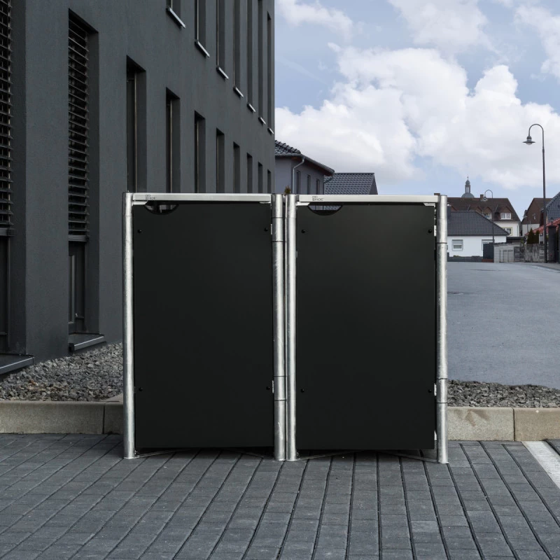 Cache-poubelle 2 Compartiments Müllbox En Aluminium Noir 2x240L – HIDE 3 Cache-poubelle 2 Compartiments Müllbox En Aluminium Noir 2x240L – HIDE