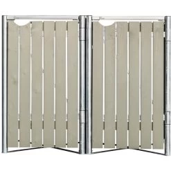 Cache-poubelle 2 Compartiments Müllbox En Bois Traité Gris 2x240L – HIDE -Nesling Magasin cache poubelle 2 compartiments mullbox en bois traite gris 2x240l hide 2