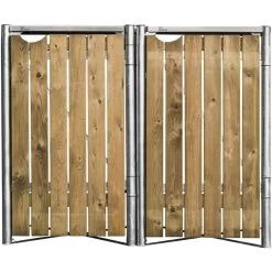 Cache-poubelle 2 Compartiments Müllbox En Bois Traité Naturel 2x140L – HIDE -Nesling Magasin cache poubelle 2 compartiments mullbox en bois traite naturel 2x140l hide 2