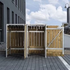 Cache-poubelle 2 Compartiments Müllbox En Bois Traité Naturel 2x140L – HIDE -Nesling Magasin cache poubelle 2 compartiments mullbox en bois traite naturel 2x140l hide 4