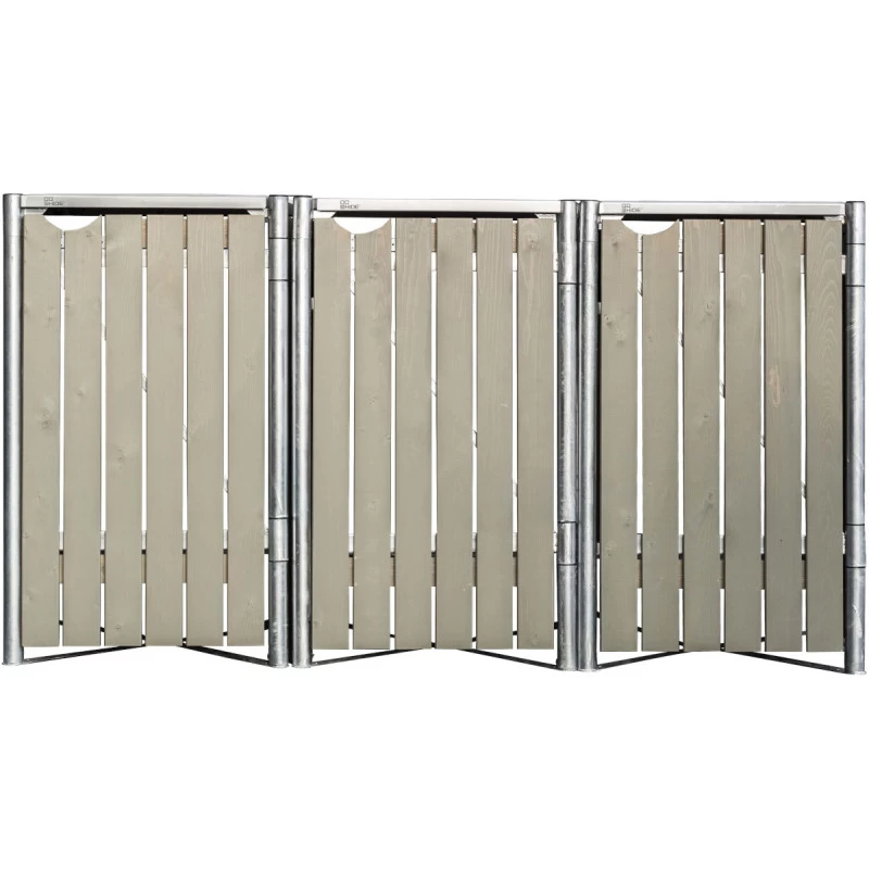 Cache-poubelle 3 Compartiments Müllbox En Bois Traité Gris 3x140L – HIDE 4 Cache-poubelle 3 Compartiments Müllbox En Bois Traité Gris 3x140L – HIDE – Image 2