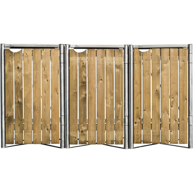 Cache-poubelle 3 Compartiments Müllbox En Bois Traité Naturel 3x240L – HIDE 4 Cache-poubelle 3 Compartiments Müllbox En Bois Traité Naturel 3x240L – HIDE – Image 2
