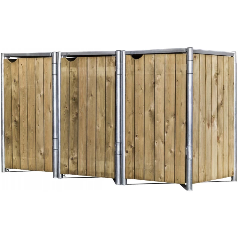 Cache-poubelle 3 Compartiments Müllbox En Bois Traité Naturel 3x240L – HIDE 5 Cache-poubelle 3 Compartiments Müllbox En Bois Traité Naturel 3x240L – HIDE – Image 3