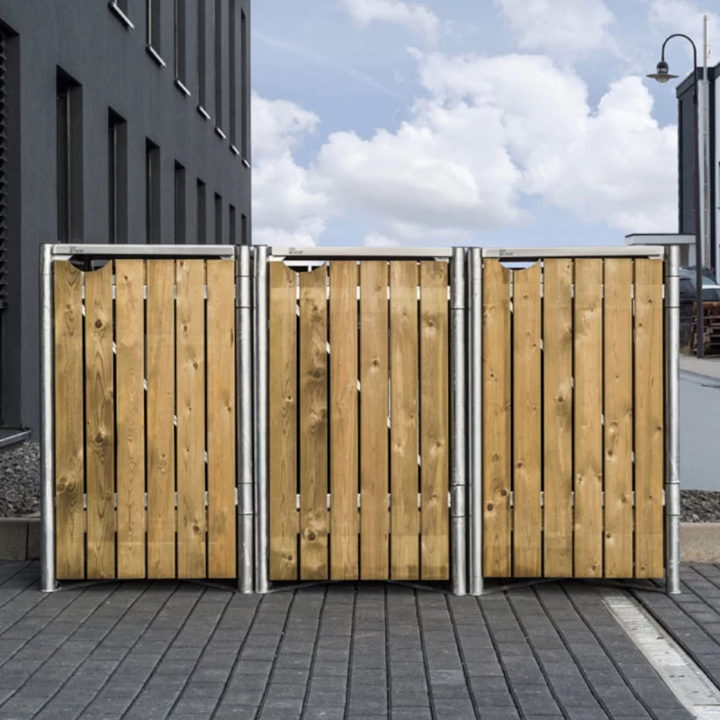 Cache-poubelle 3 Compartiments Müllbox En Bois Traité Naturel 3x240L – HIDE 8 Cache-poubelle 3 Compartiments Müllbox En Bois Traité Naturel 3x240L – HIDE – Image 6