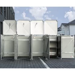 Cache-poubelle 4 Compartiments Müllbox En Aluminium Gris 4x240L – HIDE -Nesling Magasin cache poubelle 4 compartiments mullbox en aluminium gris 4x240l hide 2