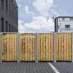 Nesling Magasin -Nesling Magasin cache poubelle 4 compartiments mullbox en bois traite naturel 4x140l hide 1