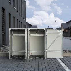 Cache-poubelle 2 Compartiments Müllbox En Aluminium Gris 2x140L – HIDE -Nesling Magasin cache poubelle mullbox en aluminium gris 2x140l hide 5