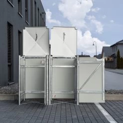 Cache-poubelle 2 Compartiments Müllbox En Aluminium Noir 2x140L – HIDE -Nesling Magasin cache poubelle mullbox en aluminium noir 2x140l hide 4