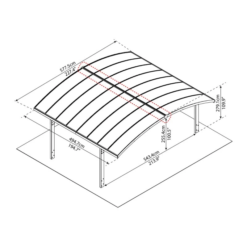 Carport Double En Alu Gris Et Polycarbonate Arizona Breeze 5000 Palram - Canopia 6 Carport Double En Alu Gris Et Polycarbonate Arizona Breeze 5000 Palram - Canopia – Image 4