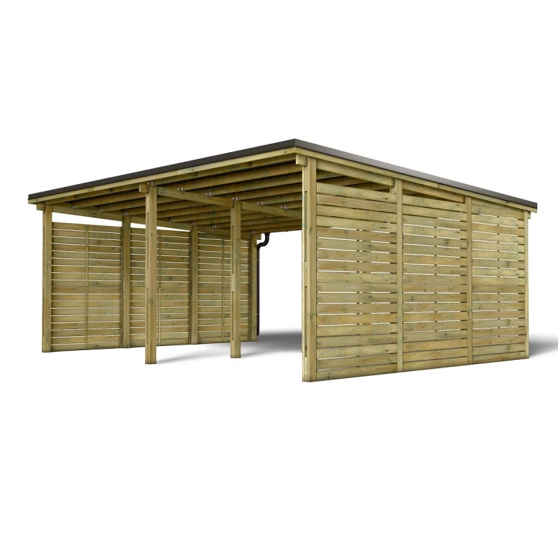 Carport Double En Bois Autoclave 38m² + Toit En Acier CÉSAR – Forest Style 4 Carport Double En Bois Autoclave 38m² + Toit En Acier CÉSAR – Forest Style – Image 2