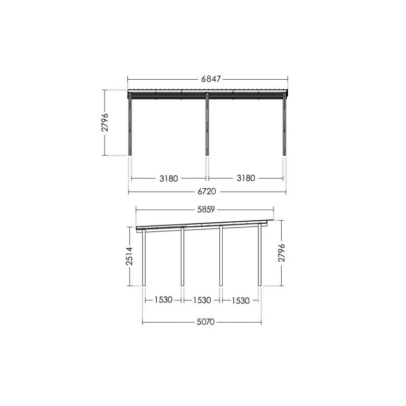 Carport Double En Bois Autoclave 38m² + Toit En Acier CÉSAR – Forest Style 5 Carport Double En Bois Autoclave 38m² + Toit En Acier CÉSAR – Forest Style – Image 3