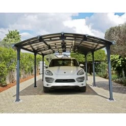 Carport En Alu Gris Et Polycarbonate 1 Voiture 23,3m² Arcadia™ 6400 – Canopia