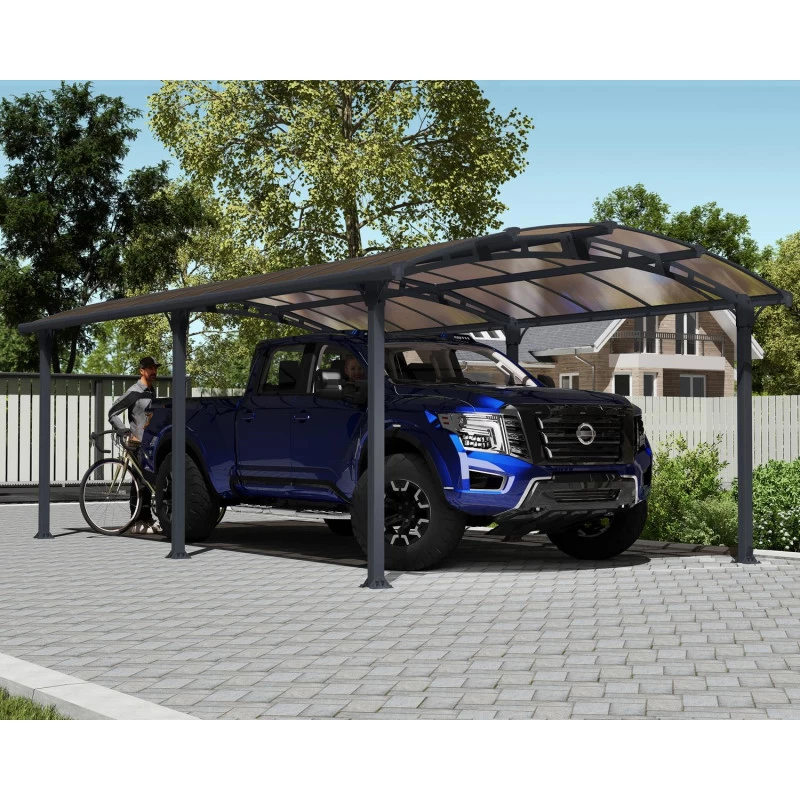 Carport En Alu Gris Et Polycarbonate 1 Voiture 23,3m² Arcadia™ 6400 – Canopia 7 Carport En Alu Gris Et Polycarbonate 1 Voiture 23,3m² Arcadia™ 6400 – Canopia – Image 5