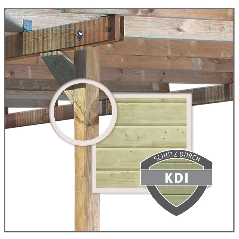 Carport En Bois Autoclave 15m² Et Toit En Acier – KARIBU 5 Carport En Bois Autoclave 15m² Et Toit En Acier – KARIBU – Image 3