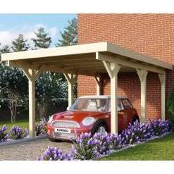 Carport En Bois Autoclave 15m² Et Toit En PVC Gris – KARIBU