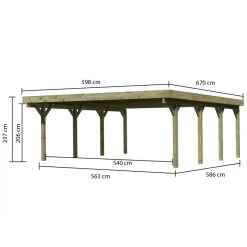 Carport En Bois Autoclave 40,2m² Et Toit En Acier – KARIBU -Nesling Magasin carport en bois autoclave 402m et toit en acier karibu 2