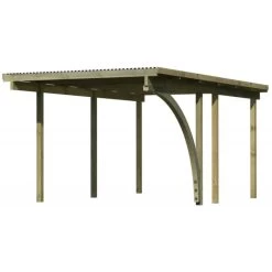 Carport Simple En Bois Autoclave Avec Toit PVC Et 1 Arc D'entrée 14,9m² - 304x490cm - Karibu -Nesling Magasin carport simple en bois autoclave avec toit pvc et 1 arc d entree 149m 304x490cm karibu 2