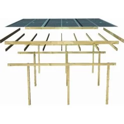Carport Simple En Bois Autoclave Avec Toit PVC Et 1 Arc D'entrée 14,9m² - 304x490cm - Karibu -Nesling Magasin carport simple en bois autoclave avec toit pvc et 1 arc d entree 149m 304x490cm karibu 3