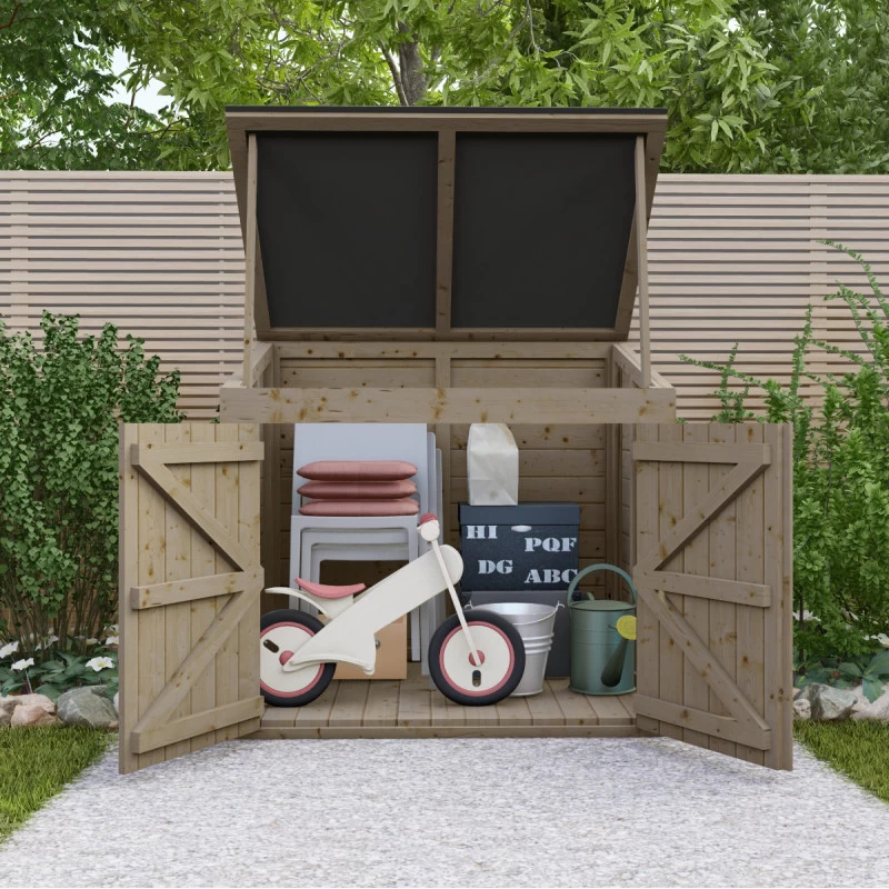 Coffre De Jardin En Bois Traité 20mm 1200L GENIO Noir - Gardy Shelter 7 Coffre De Jardin En Bois Traité 20mm 1200L GENIO Noir - Gardy Shelter – Image 5