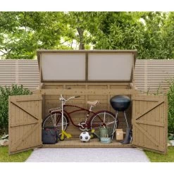 Coffre De Jardin En Bois Traité 28mm 2000L LARGO Blanc - Gardy Shelter