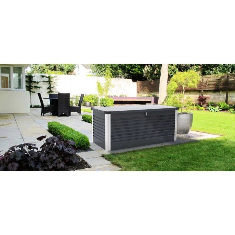 Coffre De Rangement En Métal Anthracite 1000L Patio Box 1,46m² TRIMETALS 7 Coffre De Rangement En Métal Anthracite 1000L Patio Box 1,46m² TRIMETALS – Image 5