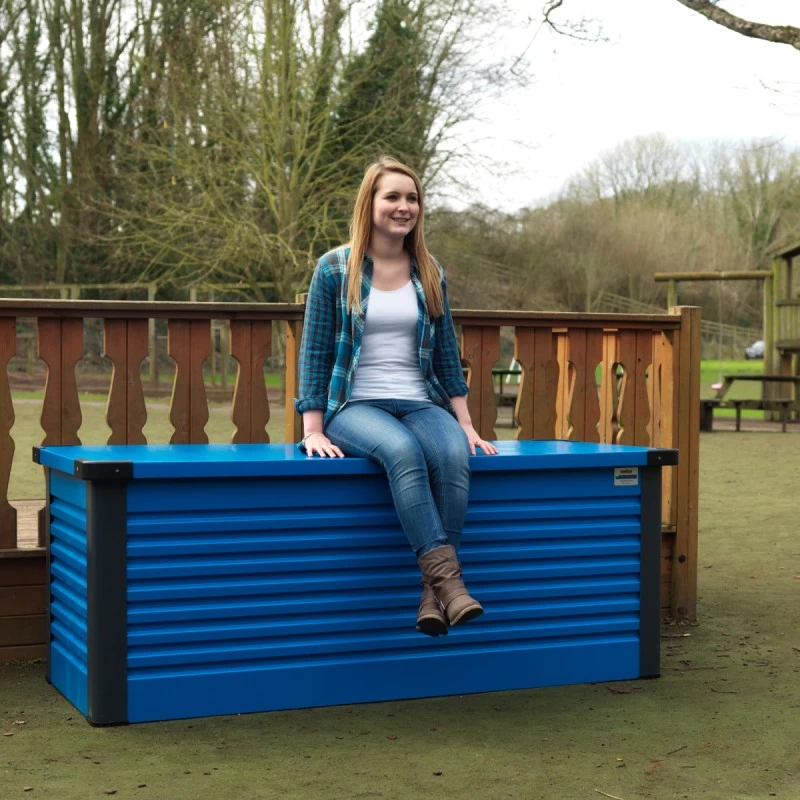 Coffre De Rangement En Métal Bleu 1000L Patio Box 1,46m² TRIMETALS 4 Coffre De Rangement En Métal Bleu 1000L Patio Box 1,46m² TRIMETALS – Image 2