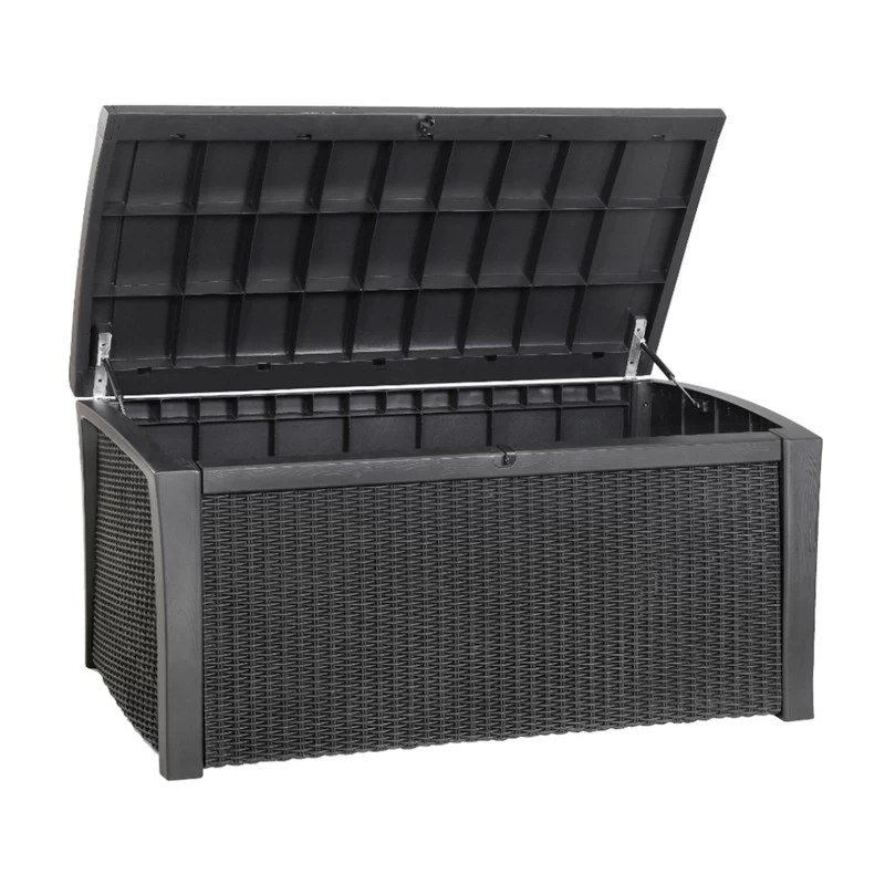 Keter Coffre En Résine Imitation Rotin Tressé Et Bois 400L Anthracite RIO 6 Keter Coffre En Résine Imitation Rotin Tressé Et Bois 400L Anthracite RIO – Image 4