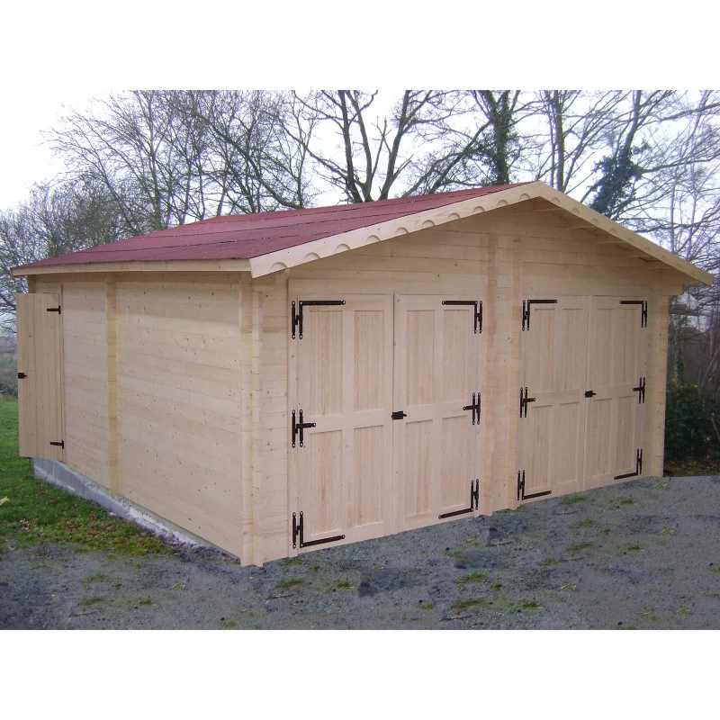 Garage Double En Bois Massif 42,16m² – Madriers 42mm – Habrita 3 Garage Double En Bois Massif 42,16m² – Madriers 42mm – Habrita