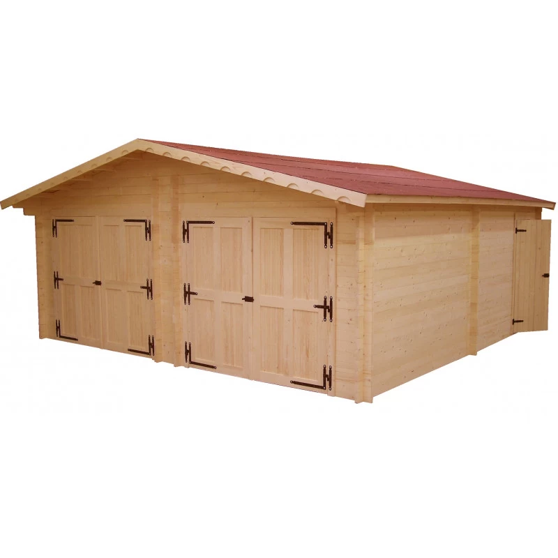 Garage Double En Bois Massif 42,16m² – Madriers 60mm – Habrita 3 Garage Double En Bois Massif 42,16m² – Madriers 60mm – Habrita