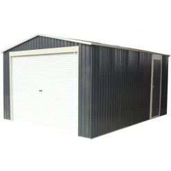 Garage Métal Anthracite 19,52m² Porte Enroulable + Kit D'ancrage X-METAL