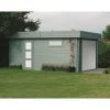 Garage Toit Plat 19,26m² Avec Porte Sectionnelle Motorisée Madriers 40mm SOLID