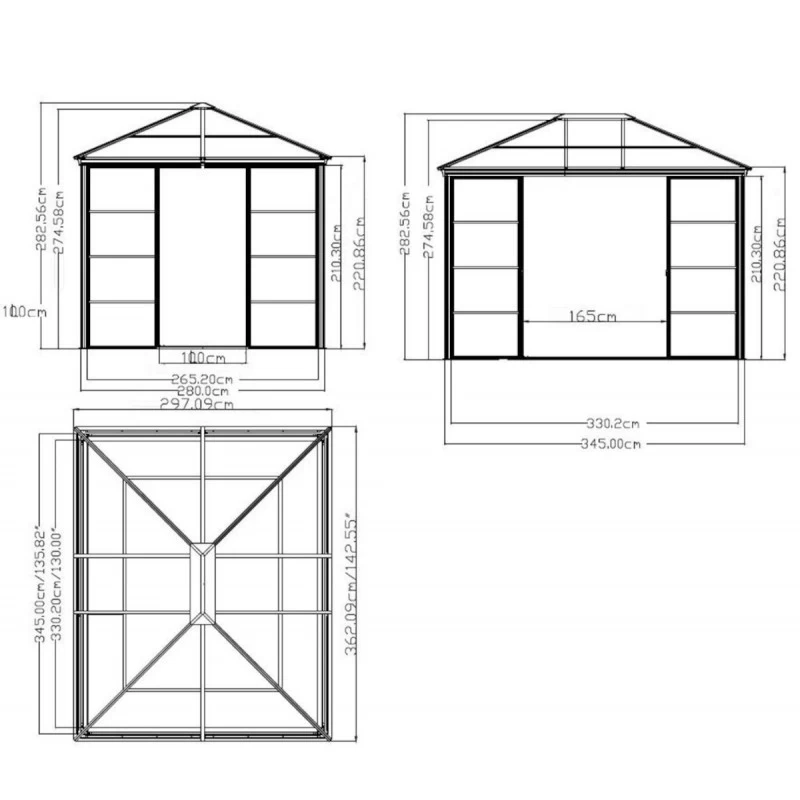 Jardin D’hiver Castel 362x298cm En Aluminium Et Polycarbonate Avec Stores – SOJAG 4 Jardin D’hiver Castel 362x298cm En Aluminium Et Polycarbonate Avec Stores – SOJAG – Image 2