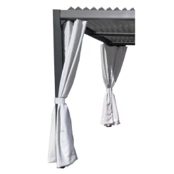 Kit De 2 Rideaux En Polyester Gris Perle Pour Pergola Miami - Couleurs Du Monde