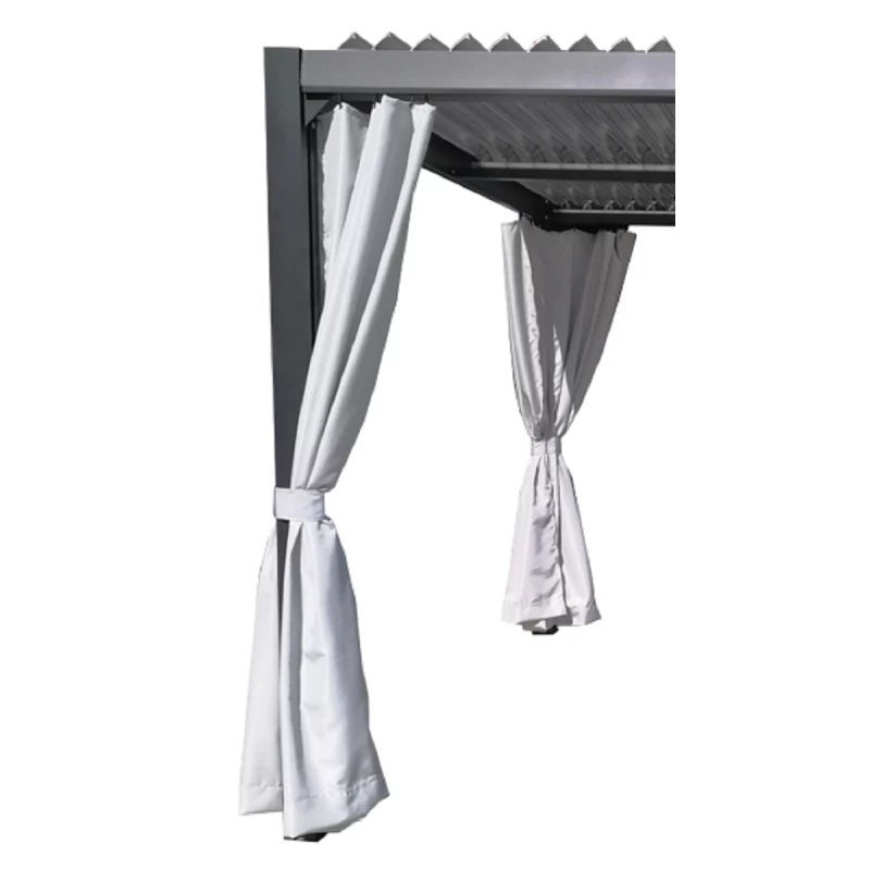 Kit De 3 Rideaux En Polyester Gris Perle Pour Pergolas Canberra Et Barbade - Couleurs Du Monde 3 Kit De 3 Rideaux En Polyester Gris Perle Pour Pergolas Canberra Et Barbade - Couleurs Du Monde