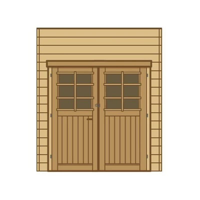 Paroi Frontale Double Porte L.210cm Pour Carport Bois Traité - SOLID 3 Paroi Frontale Double Porte L.210cm Pour Carport Bois Traité - SOLID