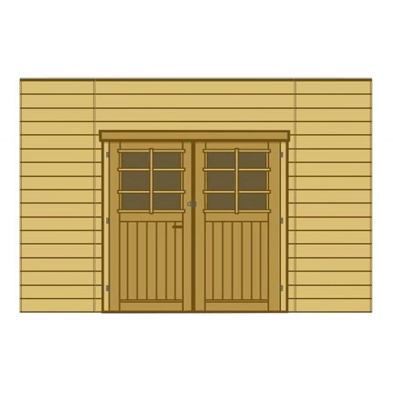 Paroi Frontale Avec Double Porte 390x245cm Pour Carport Modulable En Bois Traité Autoclave - SOLID 3 Paroi Frontale Avec Double Porte 390x245cm Pour Carport Modulable En Bois Traité Autoclave - SOLID