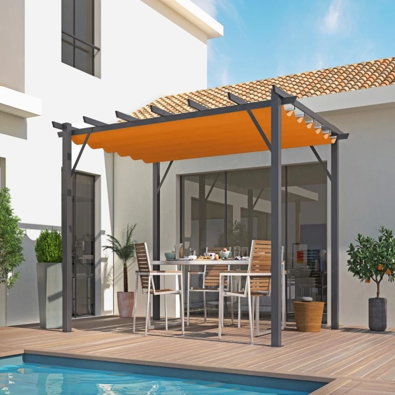 Pergola 100% Aluminium Gris Anthracite 12m² Avec Toile D'ombrage Rouille 140gr/m² HABRITA 3 Pergola 100% Aluminium Gris Anthracite 12m² Avec Toile D'ombrage Rouille 140gr/m² HABRITA