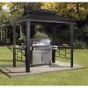 Pergola 2x3m Messina BBQ En Alu Anthracite Et Acier Galvanisé - SOJAG -Nesling Magasin pergola 2x3m messina en alu gris anthracite et acier galvanise sojag