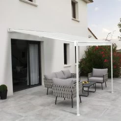 Pergola Adossée 300x300cm En Aluminium Blanc Et Polycarbonate 4mm CIELO - DCB Garden