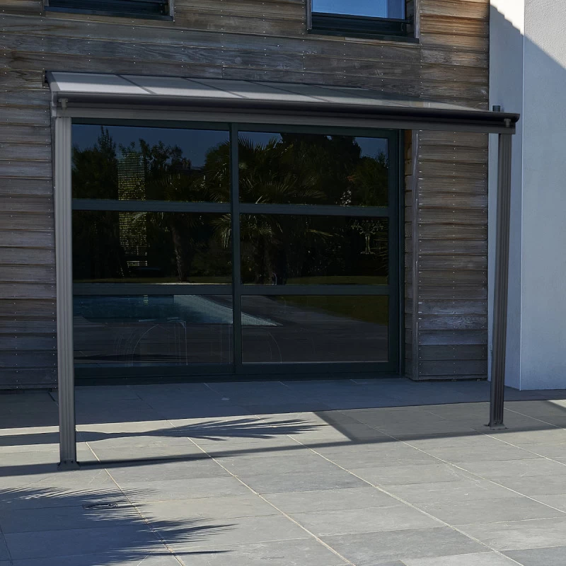 Pergola Adossée 300x300cm En Aluminium Noir Et Polycarbonate 4mm CIELO - DCB Garden 8 Pergola Adossée 300x300cm En Aluminium Noir Et Polycarbonate 4mm CIELO - DCB Garden – Image 6