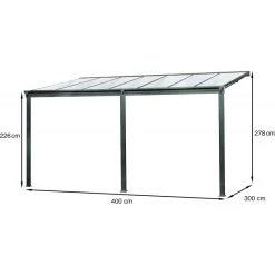 Pergola Adossée 435x300cm En Aluminium Noir Et Polycarbonate 4mm CIELO - DCB Garden -Nesling Magasin pergola adossee 435x300cm en aluminium noir et polycarbonate 4mm cielo dcb garden 3