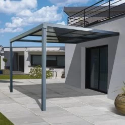 Pergola AdossĂ©e En Alu Et Polycarbonate Gris 400x300cm Toscana â Proloisirs