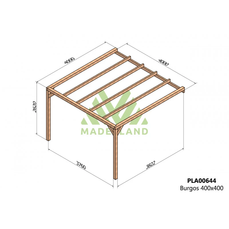 Pergola Adossée En Bois Lamellé-collé 400x400cm Burgos – Maderland 4 Pergola Adossée En Bois Lamellé-collé 400x400cm Burgos – Maderland – Image 2