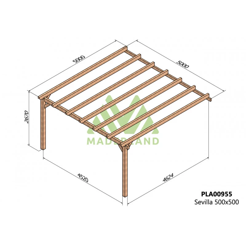 Pergola Adossée En Bois Lamellé-collé 500x500cm Sevilla – Maderland 4 Pergola Adossée En Bois Lamellé-collé 500x500cm Sevilla – Maderland – Image 2