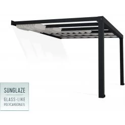 Pergola Adossée Stockholm 350x368cm Aluminium Gris Et Polycarbonate Avec Stores De Toit Rétractables – Palram - Canopia -Nesling Magasin pergola adossee stockholm 350x368cm aluminium gris et polycarbonate avec stores de toit retractables palram 2