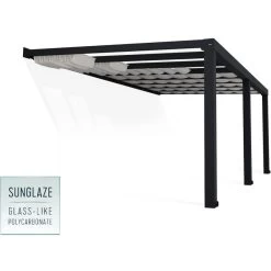 Pergola Adossée Stockholm 350x590cm Aluminium Gris Et Polycarbonate Avec Stores De Toit Rétractables – Palram - Canopia -Nesling Magasin pergola adossee stockholm 350x590cm aluminium gris et polycarbonate avec stores de toit retractables palram 2